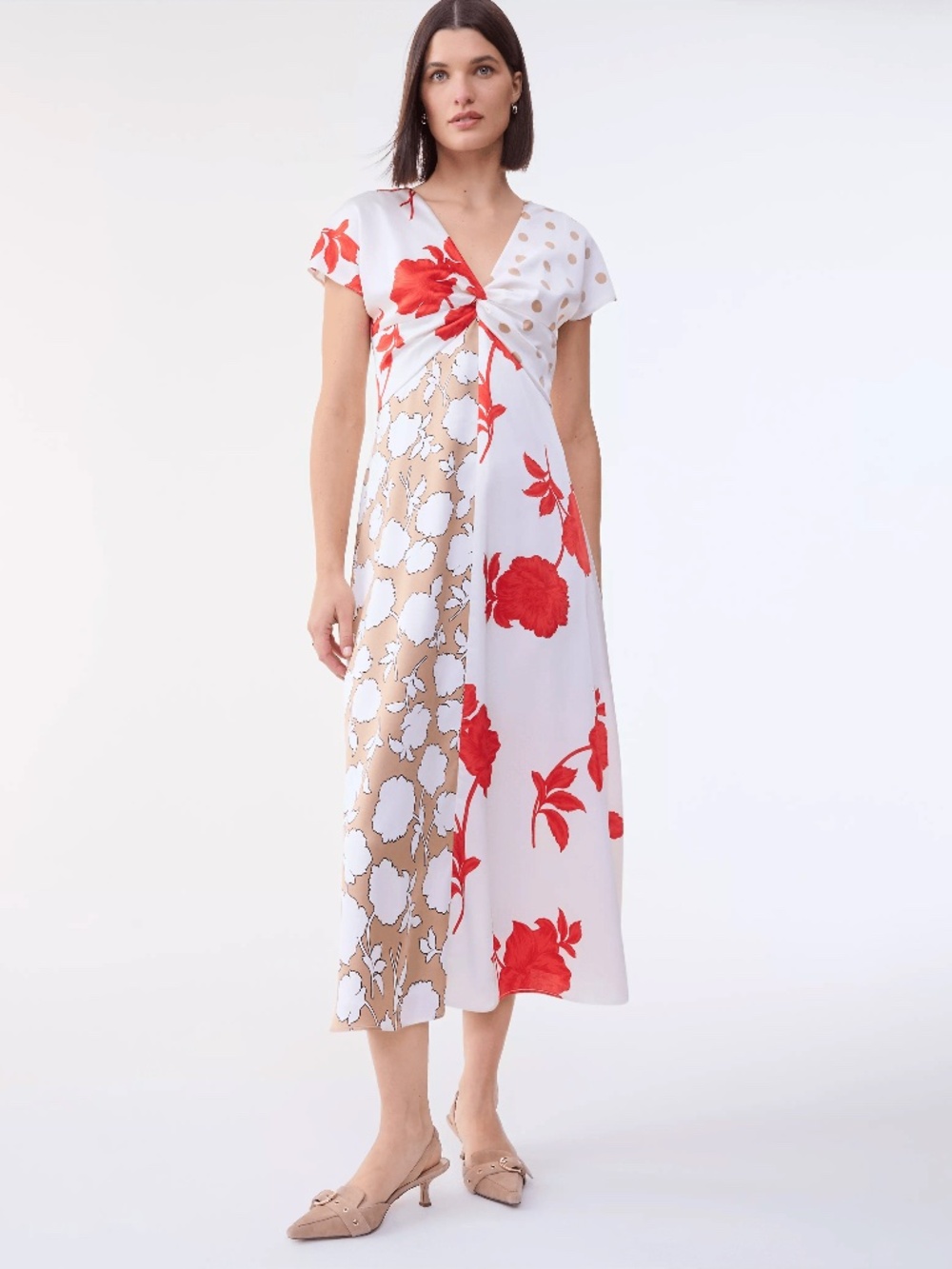 Ann Taylor Floral Twisted Midi Dress - Picture 3 of 4